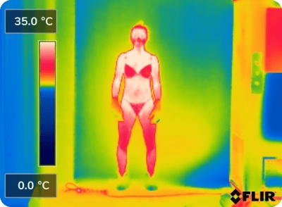 Термограмма FLIR: температура кожи испытуемого до охлаждения, исследование Aalto