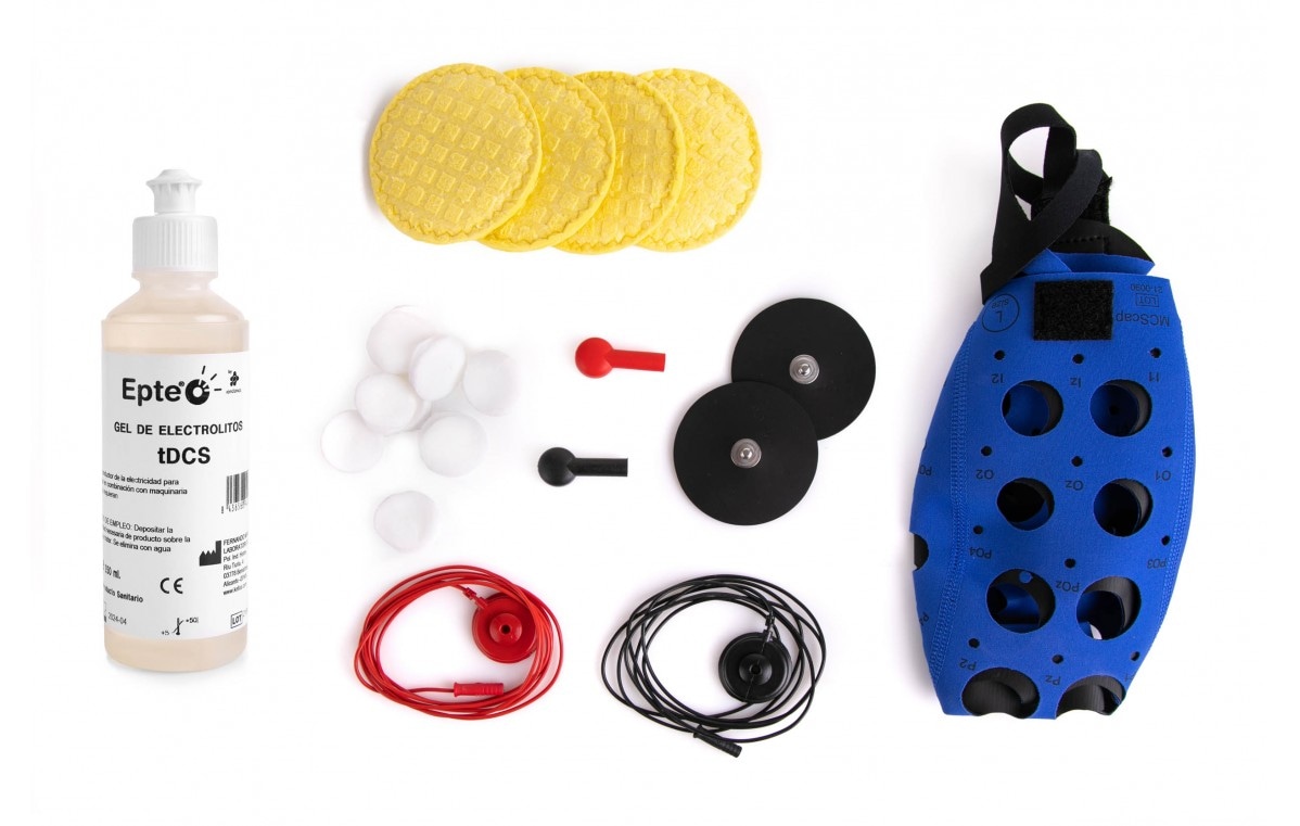 Комплект tDCS: гель-электролит, губки и электроды с кабелями