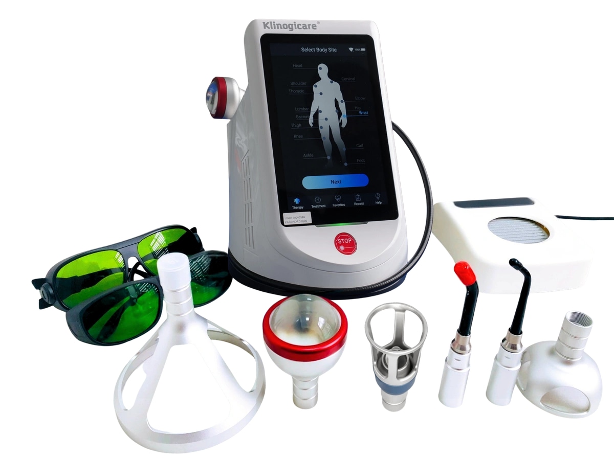 Klinogicare Beam Ultra Power Physio Laser 30W с четырьмя насадками, держателем и защитными очками
