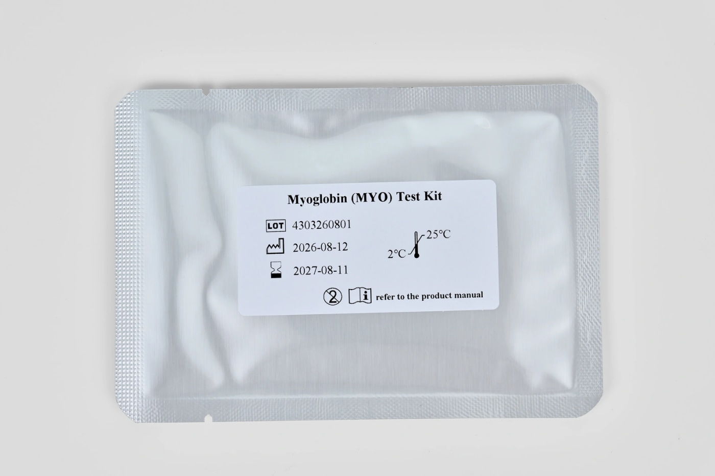 Запаянный пакет монотеста Myoglobin (MYO) с условиями хранения от 2 до 25 °C
