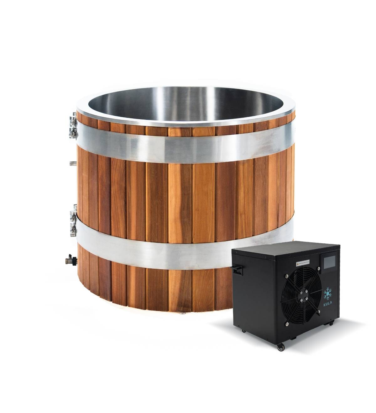 Ледяная ванна KULA Epic Oval Red Cedar из красного кедра с чиллером Super 1.5 HP