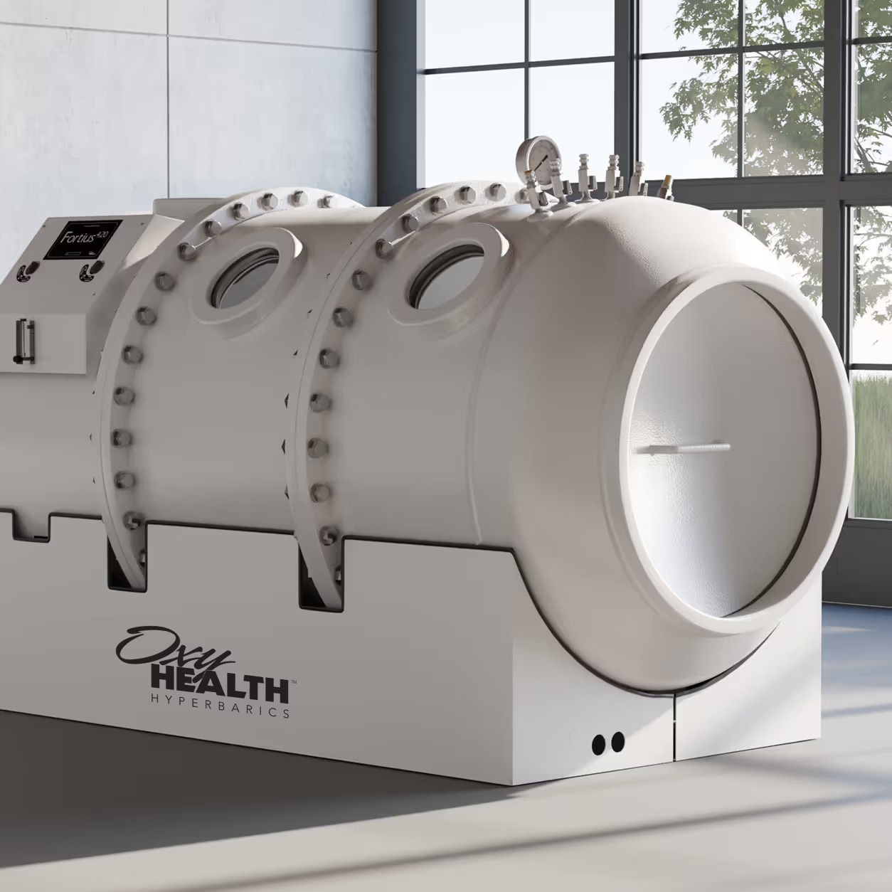 Передняя круглая дверь барокамеры OxyHealth Fortius 420 EXP