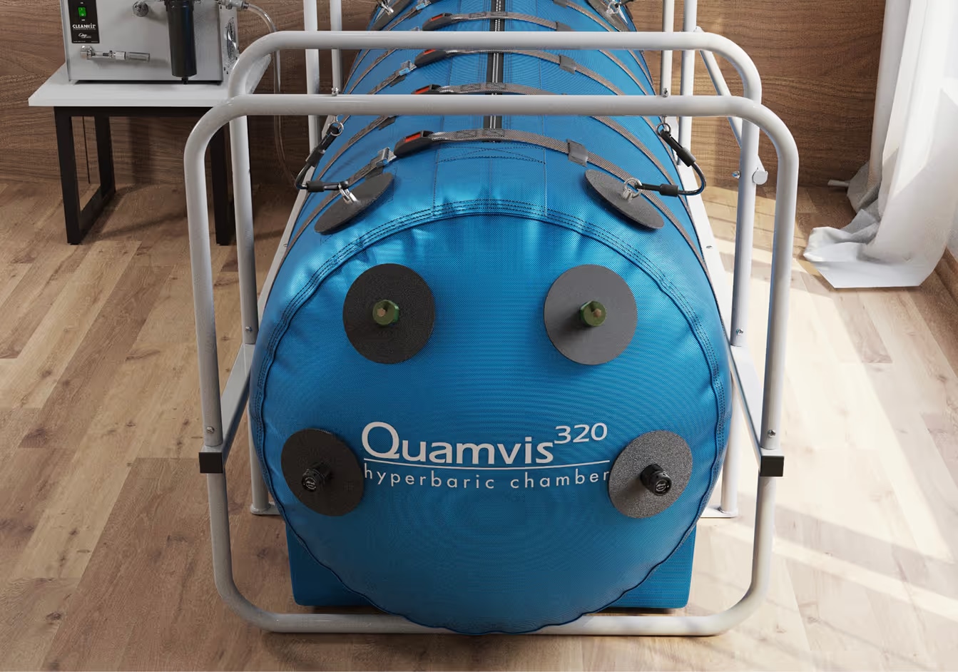 OxyHealth Quamvis 320, вид спереди на клапаны и внешний каркас