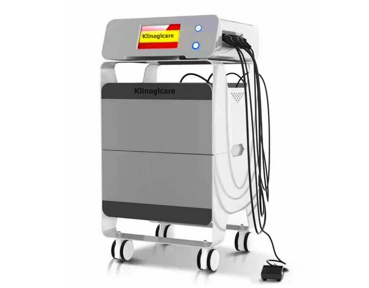 Аппарат текар-терапии Klinogicare® Stellari на передвижной тележке с кабелями наконечников и педалью