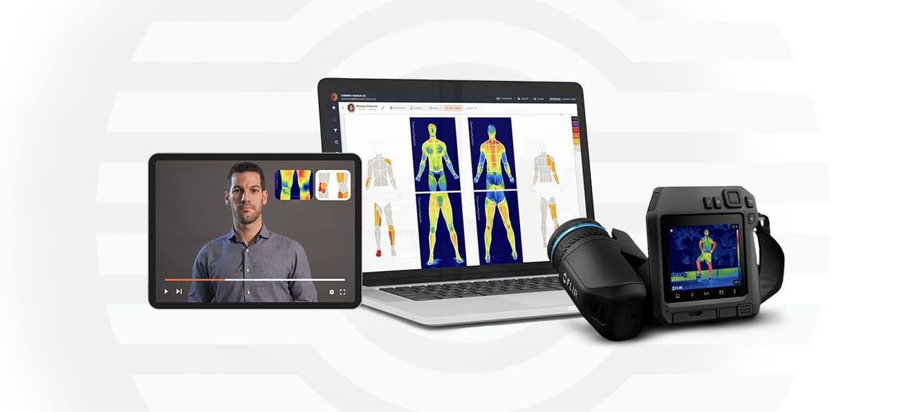 Комплект ThermoHuman: тепловизор, ноутбук, планшет и смартфон с открытой программой анализа